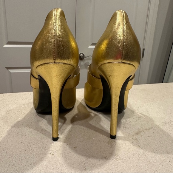 D&G Vintage Gold Peep Toe Leather Heels Size EU36 - Picture 4 of 15